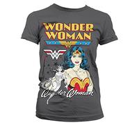 Wonder Woman Officially Licensed Merchandise Posing Women T-Shirt (D.Grey), X-Large