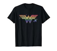 Wonder Woman Pride Rainbow Logo T-Shirt, Herren, Schwarz, XL