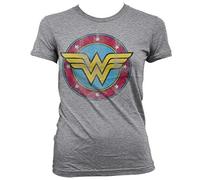 Wonder Woman - T-Shirt Wonder Woman Distressed Logo Femme Tee M - Hybris - Gris Heather Grey