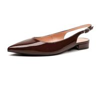 WONDERWAY Damen Slingback Flache Schuhe mit Spitzkappe für feierlich, lässig, Arbeit, Hochzeit, Braun, 40 EU