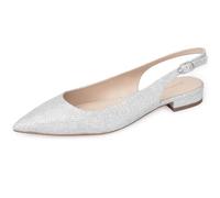 WONDERWAY Damen Slingback Flache Schuhe mit Spitzkappe für feierlich, lässig, Arbeit, Hochzeit, Silberfarbener Glitzer, 37 EU