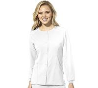 WonderWink Damen Women's Crew Neck Jacket Rundhals Warm Up Jacke, Weiss/opulenter Garten, X-Groß