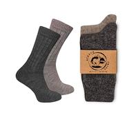 Wonky Line Alpaka Socken Unisex 2er Pack - 50% Alpakawolle Winter Socken Warm Weich Kuschelsocken Damen Herren Wollsocken - Sand&Anthrazit - 39-42