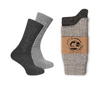 Wonky Line Alpaka Socken Unisex 2er Pack - 50% Alpakawolle Winter Socken Warm Weich Kuschelsocken Damen Herren Wollsocken - Grau&Anthrazit - 39-42