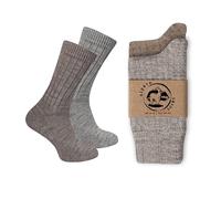 Wonky Line Alpaka Socken Unisex 2er Pack - 50% Alpakawolle Winter Socken Warm Weich Kuschelsocken Damen Herren Wollsocken - Sand&Grau - 39-42