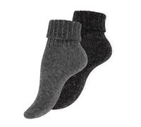 Wonky Line Alpaka Wollsocken Damen 2 Paar - Warme Thermosocken aus Alpakawolle - Kuschelige Wintersocken für kalte Tage - Anthrazit&Grau - 39-42
