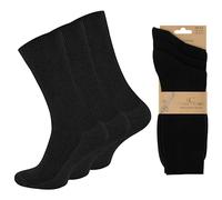 Wonky Line Baumwollsocken 3 Paar - 100% reine Baumwolle, nahtlose Zehenpartie, atmungsaktiv, hypoallergen, druckfreie Manschette für Damen & Herren - Schwarz - 39-42