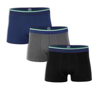Wonky Line Herren-Boxershorts aus Bambus, weich, atmungsaktiv, nahtlos, feuchtigkeitsableitend, Stretch-Passform, Grau, Marineblau, Schwarz, M-XXL, 3er-Pack, Mehrfarbig (Grau/Marineblau/Schwarz), L