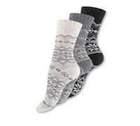 Wonky Line Nordische Wollsocken 3er-Pack - Warme Thermosocken Damen & Herren - Gepolsterte Wintersocken mit Geometrischen Mustern - Mix-4-43-46
