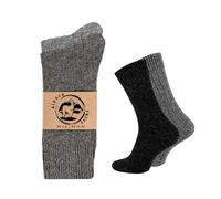 Wonky Line Premium Alpakawolle Socken Damen Herren 2er Pack - Warme Wintersocken Wollsocken Thermosocken Atmungsaktiv Weich - Anthrazit&Grau - 47-50