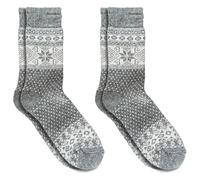 Wonky Line Socken aus Alpaka und Merinowolle, 2 Paar, Weiche und Warme Wintersocken, Nordischer Stil, Bunte Weihnachtssocken, Grau, 43-46