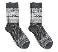 Wonky Line Socken aus Alpaka und Merinowolle, 2 Paar, Weiche und Warme Wintersocken, Nordischer Stil, Bunte Weihnachtssocken, Anthrazit, 39-42