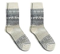 Wonky Line Socken aus Alpaka und Merinowolle, 2 Paar, Weiche und Warme Wintersocken, Nordischer Stil, Bunte Weihnachtssocken, Natur, 35-38