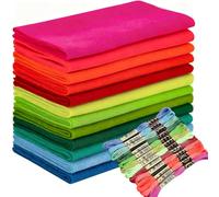 Wonninek 12 Rollen Pastell weiche Filzbögen 20,5 x 90cm 1,4mm Neon Serie verschiedene Farben Filzpackung mit Stickgarn DIY Basteln Nähen Vlies Patchwork
