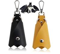 WOO LANDO Batman Schlüsselanhänger aus Kunstleder, 2PCS Schlüsseletuis, Kunstleder, Fledermaus Keychain, Auto Leder Key Organizer, für Alle Arten von Schlüsseln