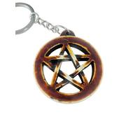 WOO MANTO Pentagramm Anhänger Schlüssel in Hippie Stil, Hexenstern Amulett Schlüsselring, Pentakel Anhänger - Symbol für Schutz und Harmonie