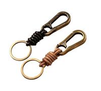 WOO MANTO Retro Rindsleder Schlüsselanhänger Set - 2er Pack mit Vintage Leder Seil & Karabiner - Braun & Schwarz