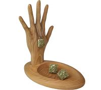 Wood Wedge Überlegener Schmuckhalter und -Organizer aus Holz mit Handgefertigtem Ständer und Tablett für Ringe, Uhren, Ohrringe, Halsketten und Armbänder (Natürlich)