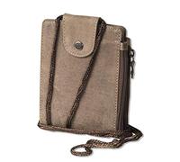 Woodland Multibag 3 in 1: Geldbörse - Brustbeutel - Gürteltasche, Alles in einem! Aus weichem, naturbelassenem Büffelleder in Dunkelbraun/Taupe