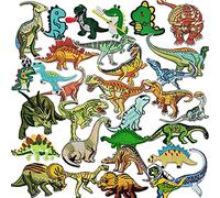 Woohome 32 Stück Patches Zum Aufbügeln, Mixed Dinosaurier Bügelflicken Kinder Aufnäher Applikation Flicke Nähen Sie Dekorations Applikationen Aufkleber für Jeansjacke, Kleidung, Mützen
