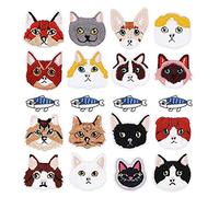 Woohome Katze Set und Fisch Patches zum Aufbügeln, 20 Stück Patch Sticker für Kleidung Blumen Aufnäher Applikation Flicken Zum Aufbügeln Kinder Patches für für DIY T-Shirt Jeans