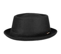 Stetson Wool Pork Pie Hut Herren/Damen - Porkpie Filzhut Made in Italy - Herrenhut mit Schurwolle und Baumwollfutter - Winterhut Größe 61 cm schwarz - Fedora Herbst/Winter