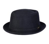 Stetson Wool Pork Pie Hut Herren/Damen - Porkpie Filzhut Made in Italy - Herrenhut mit Schurwolle und Baumwollfutter - Winterhut Größe 57 cm dunkelblau - Fedora Herbst/Winter