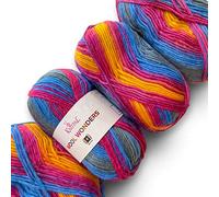 Wool Wonders selbstgestreiftes buntes #4 mittelschweres Kammgarn, 30% australische Wolle und 70% Acryl, 4 Knäuel, 400 g / 600 m (Lutscher-Wirbel)