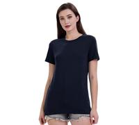 woolcano Merino Shirt Damen, T Shirt Damen Merino, Unterwäsche Damen,Rundhals Sportshirt Icebreaker Kleid Sommer Dunkelblau S