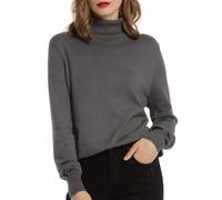 Woolen Bloom Rollkragenpullover Damen Langarm Strickpullover Weich Rippstrick Pulli mit Stehkragen Elegant Strickpulli Rolli Sweater für Herbst Winter