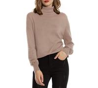 Woolen Bloom Rollkragenpullover Damen Langarm Strickpullover Weich Rippstrick Pulli mit Stehkragen Elegant Strickpulli Rolli Sweater für Herbst Winter
