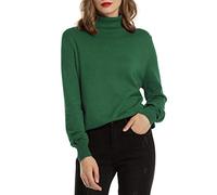 Woolen Bloom Rollkragenpullover Damen Strickpullover Stretch Pullover in Weich Feinstrick Elegant Stehkragen Strickpulli Langarm Rolli Sweater für Herbst Winter, Armeegrün, S