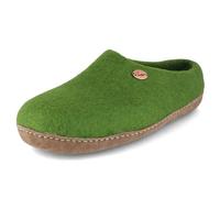 WoolFit Footprint Barfuß-Hausschuhe unisex Filz-Pantoffeln mit Ledersohle, nachhaltig aus 100% Wolle, grün Gr. 38