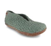 WoolFit Handgewebte bunte Hausschuhe "Woolies" aus Wolle für Damen Grün 35