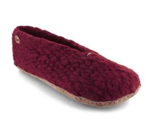 WoolFit Handgewebte bunte Hausschuhe "Woolies" aus Wolle für Damen Rot 36