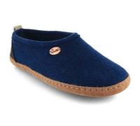 WoolFit Homeoffice Hausschuhe 'Highland' aus 100% Wolle mit vegetabiler Ledersohle Blau 37