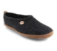 WoolFit Homeoffice Hausschuhe 'Highland' aus 100% Wolle mit vegetabiler Ledersohle Dunkelgrau 42