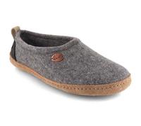 WoolFit Homeoffice Hausschuhe 'Highland' aus 100% Wolle mit vegetabiler Ledersohle Hellgrau 37
