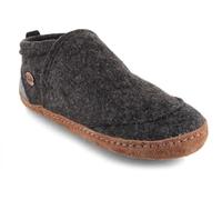 WoolFit Taiga Hausschuhe mit Ledersohle - moderne Hüttenschuhe unisex, dunkelgrau, Gr. 40
