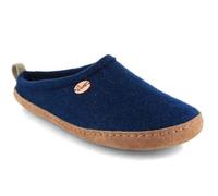 WoolFit Tundra Filzpantoffeln aus 100% Schurwolle mit Ledersohle, Blau, Gr. 38