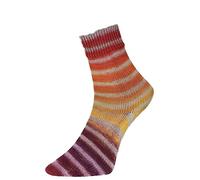 Woolly Hugs Paint Socks von Veronika Hug,4-fädig,100g/420 m,75% Schurwolle/25% Polyamid,2 identische Socken stricken, (200 GELB ORANGE)