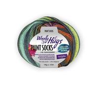 Woolly Hugs Paint Socks von Veronika Hug,4-fädig,100g/420 m,75% Schurwolle/25% Polyamid,2 identische Socken stricken, (203 REGENBOGEN)