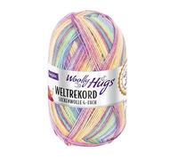 Woolly Hugs Weltrekord Sockenwolle 100g | 75% Schurwolle & 25% Polyamid | 420 m Lauflänge | Strapazierfähiges Sockengarn | Teil des Weltrekord-Strickprojekts (01 | rainbow)