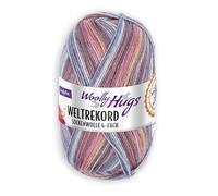 Woolly Hugs Weltrekord Sockenwolle 100g | 75% Schurwolle & 25% Polyamid | 420 m Lauflänge | Strapazierfähiges Sockengarn | Teil des Weltrekord-Strickprojekts (03 | bordeaux/jeans)