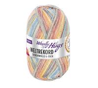 Woolly Hugs Weltrekord Sockenwolle 100g | 75% Schurwolle & 25% Polyamid | 420 m Lauflänge | Strapazierfähiges Sockengarn | Teil des Weltrekord-Strickprojekts (02 | orange/petrol)
