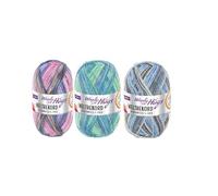 Woolly Hugs Weltrekord Sockenwolle, 100g, 75% Schurwolle & 25% Polyamid, 420m Lauflänge, Strapazierfähiges Sockengarn, Sparpakete (3-er Set (04,05,06)