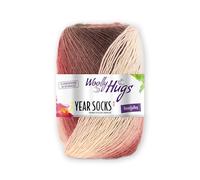 Woolly Hugs Year Socks 100 g - Sockenwolle/Dochtgarn mit Degradé-Farbverlauf, Perfekt für Double-Face Stricken, Strickgarn für Socken, Schals & Accessoires (02 | Februar)