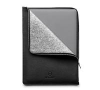 WOOLNUT Leder Folio Zipper Case Hülle Tasche für MacBook Air 15 Zoll (2023-2024, M2) - Schwarz