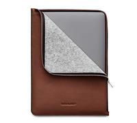 Woolnut Leder Folio Zipper Sleeve Case Hülle Tasche für MacBook Pro 13 & Air 13/13.6 Zoll - Cognac Braun