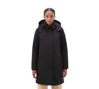 WOOLRICH Damen Winter Parka, Schwarz, XL, Langarm, Trench Coat, Wasserfest, Daune mit Chevron-Steppung, Spitzenkragen, Reißverschluss, Knopfleiste, Schrägtasche, Herbst, Winter